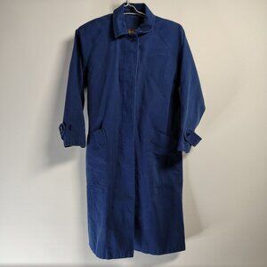 VINTAGE Eddie Bauer Lab Coat Men's Size Small Dark Blue Canvas Trench Coat